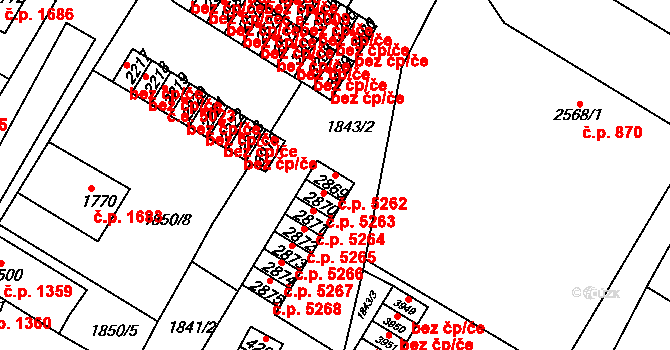 Česká Třebová 5262 na parcele st. 2869 v KÚ Česká Třebová, Katastrální mapa