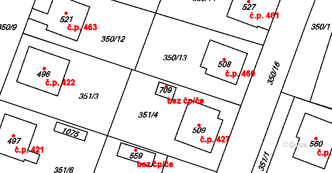 Rožďalovice 96049243 na parcele st. 709 v KÚ Rožďalovice, Katastrální mapa