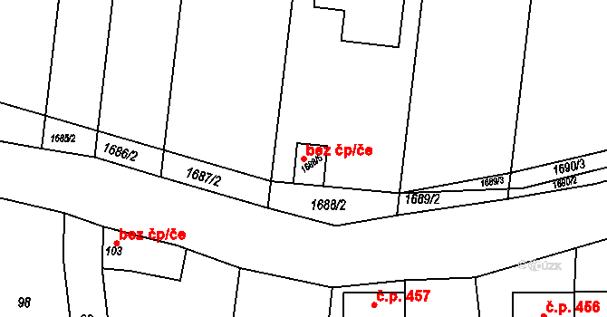 Určice 96304243 na parcele st. 1688/5 v KÚ Určice, Katastrální mapa