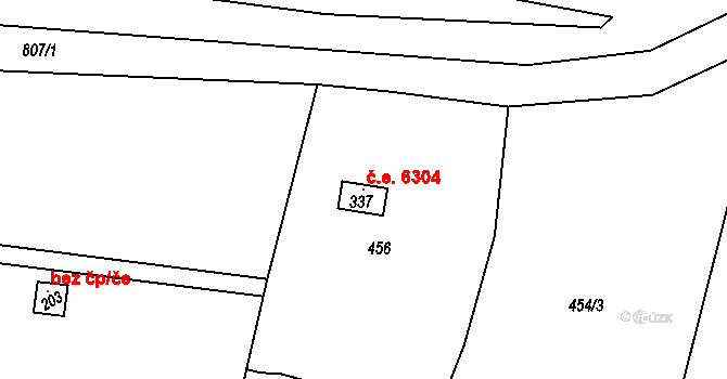 Znojmo 6304 na parcele st. 337 v KÚ Znojmo-Hradiště, Katastrální mapa