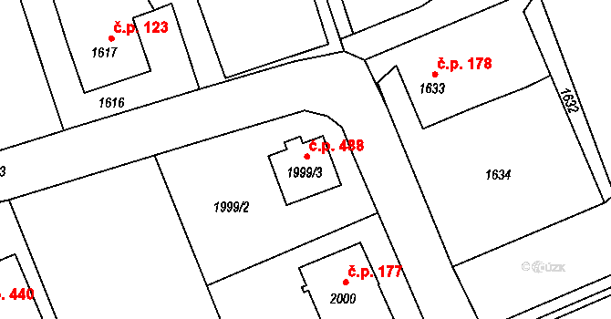 Dolní Suchá 488, Havířov na parcele st. 1999/3 v KÚ Dolní Suchá, Katastrální mapa