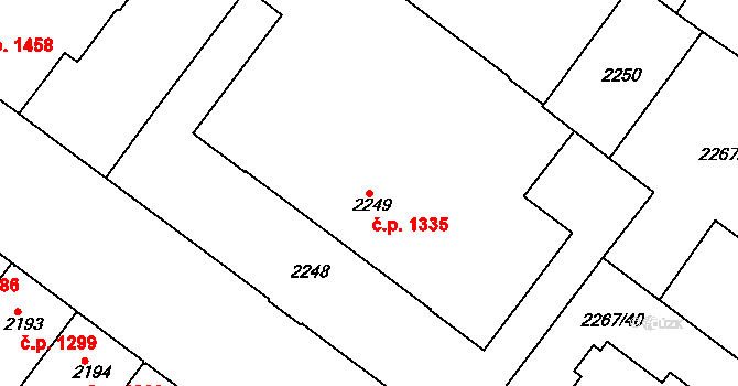 Znojmo 1335 na parcele st. 2249 v KÚ Znojmo-město, Katastrální mapa