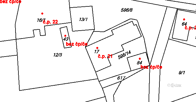 Heřmaneč 21 na parcele st. 17 v KÚ Heřmaneč, Katastrální mapa