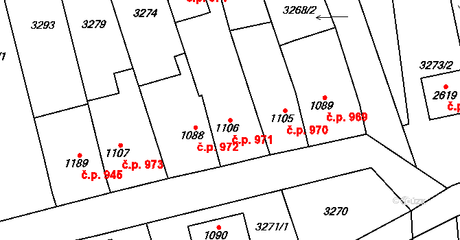 Lomnice nad Popelkou 971 na parcele st. 1106 v KÚ Lomnice nad Popelkou, Katastrální mapa