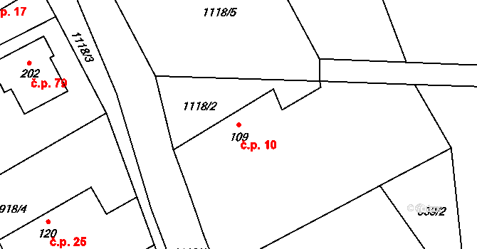 Skalička 10, Skalice na parcele st. 109 v KÚ Skalička nad Labem, Katastrální mapa