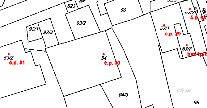 Chotovice 30 na parcele st. 54 v KÚ Chotovice, Katastrální mapa