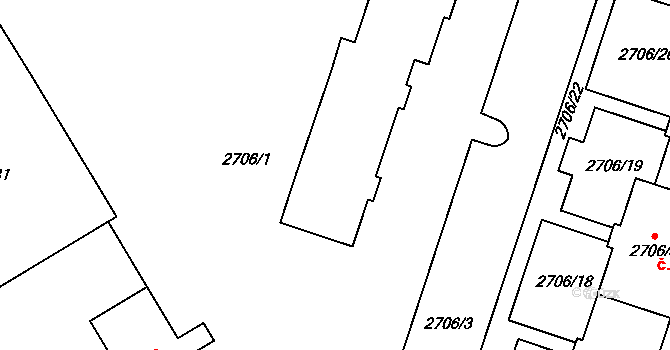 Hulín 1285,1286,1287,1288, na parcele st. 2706/49 v KÚ Hulín, Katastrální mapa