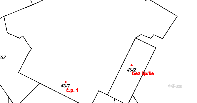 Pejšova Lhota 1, Borotín na parcele st. 40/1 v KÚ Pikov, Katastrální mapa