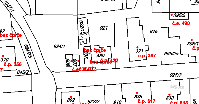 Bohosudov 422, Krupka na parcele st. 430 v KÚ Bohosudov, Katastrální mapa