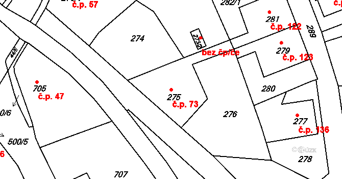 Děčín XXXII-Boletice nad Labem 73, Děčín na parcele st. 275/1 v KÚ Boletice nad Labem, Katastrální mapa