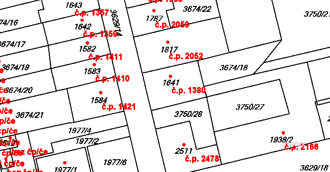 Břeclav 1380 na parcele st. 1641 v KÚ Břeclav, Katastrální mapa