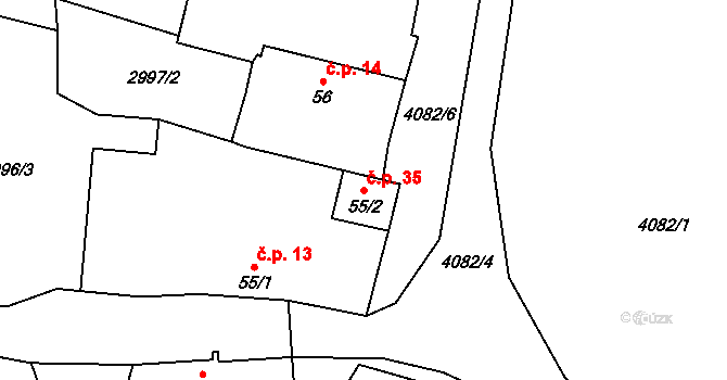 Holašovice 35, Jankov na parcele st. 55/2 v KÚ Holašovice, Katastrální mapa