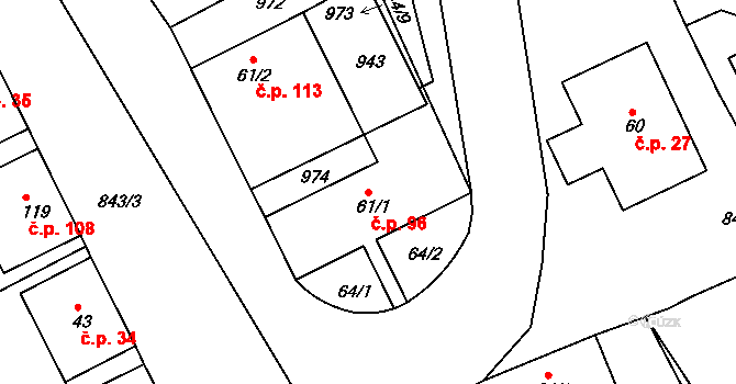 Mikulov 96 na parcele st. 61/1 v KÚ Mikulov v Krušných horách, Katastrální mapa