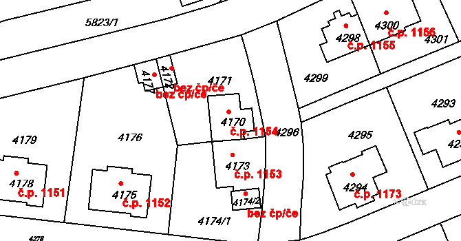 Záběhlice 1154, Praha na parcele st. 4170 v KÚ Záběhlice, Katastrální mapa