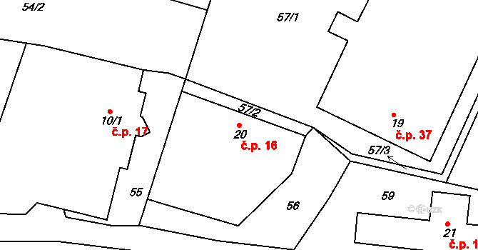 Dolní Vlčkovice 16, Vlčkovice v Podkrkonoší na parcele st. 20 v KÚ Dolní Vlčkovice, Katastrální mapa