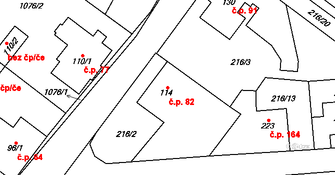 Podhůří 82, Vrchlabí na parcele st. 114 v KÚ Podhůří-Harta, Katastrální mapa