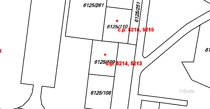 Chomutov 5213,5214 na parcele st. 6125/108 v KÚ Chomutov I, Katastrální mapa