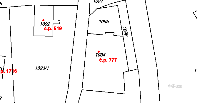 Liberec XXX-Vratislavice nad Nisou 777, Liberec na parcele st. 1094 v KÚ Vratislavice nad Nisou, Katastrální mapa