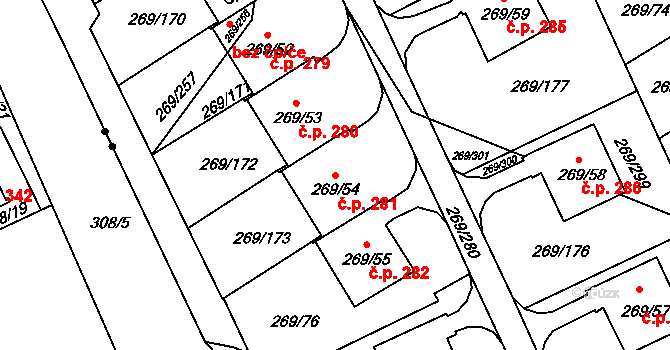 Pražské Předměstí 281, Bílina na parcele st. 269/54 v KÚ Bílina, Katastrální mapa