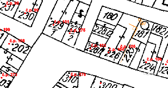 Žiželice 103 na parcele st. 228/1 v KÚ Žiželice nad Cidlinou, Katastrální mapa