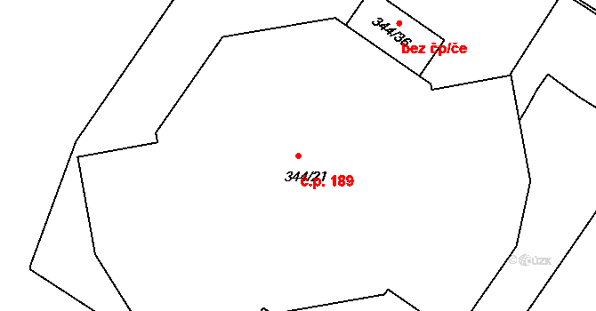 Hatě 189, Chvalovice na parcele st. 344/21 v KÚ Chvalovice, Katastrální mapa