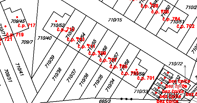 Poříčí 707, Boršov nad Vltavou na parcele st. 710/56 v KÚ Boršov nad Vltavou, Katastrální mapa