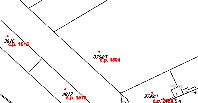 České Budějovice 3 1504, České Budějovice na parcele st. 3794/1 v KÚ České Budějovice 3, Katastrální mapa