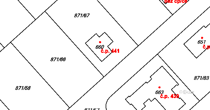 Sepekov 441 na parcele st. 660 v KÚ Sepekov, Katastrální mapa