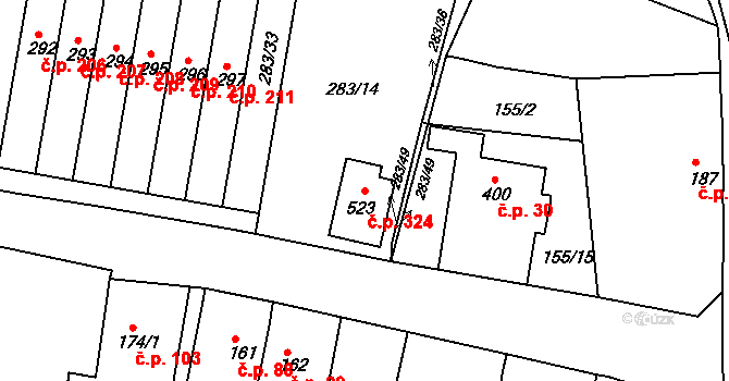 Malá Skalice 324, Česká Skalice na parcele st. 523 v KÚ Malá Skalice, Katastrální mapa