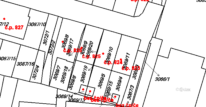 Bystřice nad Pernštejnem 824 na parcele st. 3069/10 v KÚ Bystřice nad Pernštejnem, Katastrální mapa