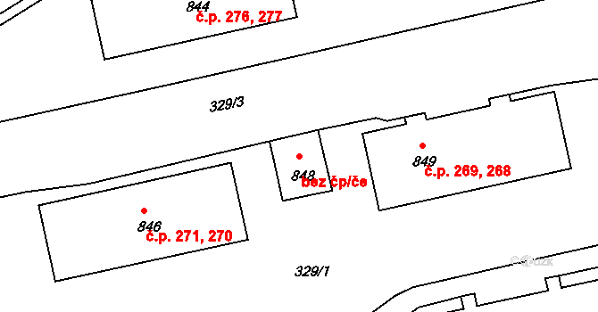 Jílové 40670244 na parcele st. 848 v KÚ Jílové u Děčína, Katastrální mapa