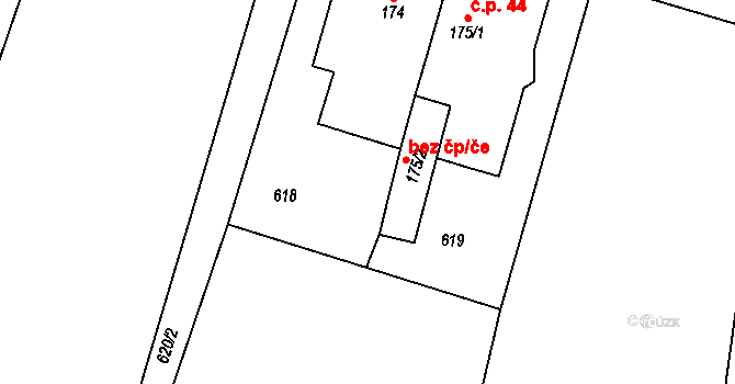 Jizbice 41480244 na parcele st. 175/2 v KÚ Jizbice u Nymburka, Katastrální mapa