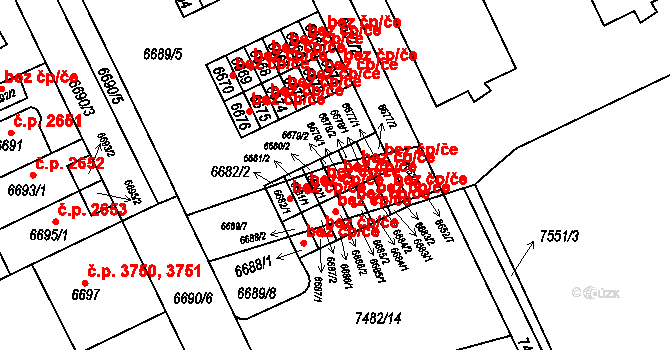 Brno 41503244 na parcele st. 6679/1 v KÚ Židenice, Katastrální mapa