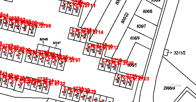 Podlesí 2717, Havířov na parcele st. 3032 v KÚ Bludovice, Katastrální mapa