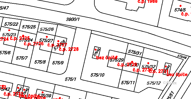Praha 42753244 na parcele st. 575/45 v KÚ Horní Počernice, Katastrální mapa