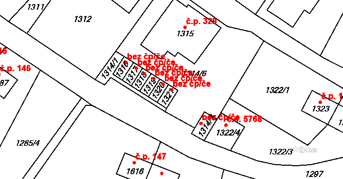 Ústí nad Labem 44703244 na parcele st. 1321 v KÚ Brná nad Labem, Katastrální mapa