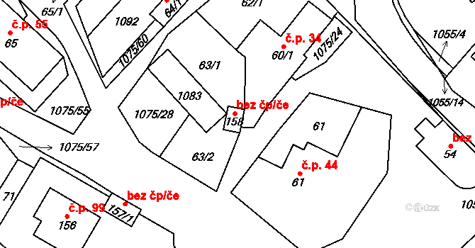 Postřelmůvek 44952244 na parcele st. 158 v KÚ Postřelmůvek, Katastrální mapa
