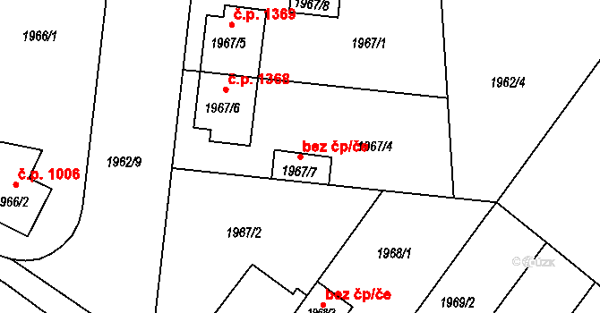 Holešov 47596244 na parcele st. 1967/7 v KÚ Holešov, Katastrální mapa