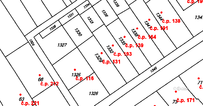 Pustiměř 131 na parcele st. 1329 v KÚ Pustiměř, Katastrální mapa
