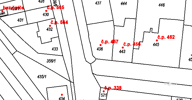 Bučovice 457 na parcele st. 436 v KÚ Bučovice, Katastrální mapa