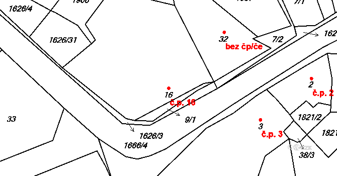 Hodoviz 16, Hvozd na parcele st. 16 v KÚ Hodoviz, Katastrální mapa