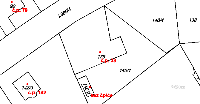 Plzeňské Předměstí 33, Horšovský Týn na parcele st. 139/1 v KÚ Horšovský Týn, Katastrální mapa