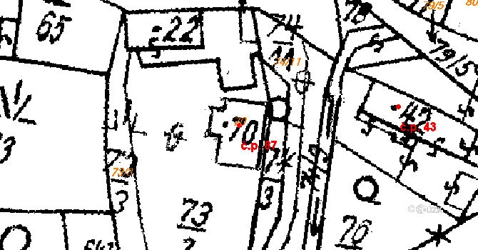 Březí 87, Žinkovy na parcele st. 70 v KÚ Březí u Žinkov, Katastrální mapa