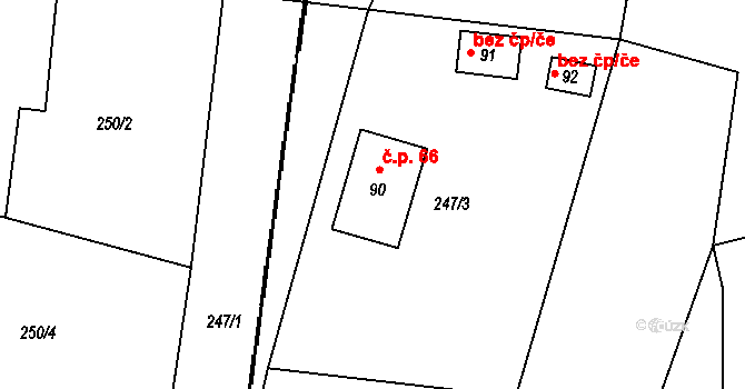 Jetenovice 66, Velký Bor na parcele st. 90 v KÚ Jetenovice, Katastrální mapa