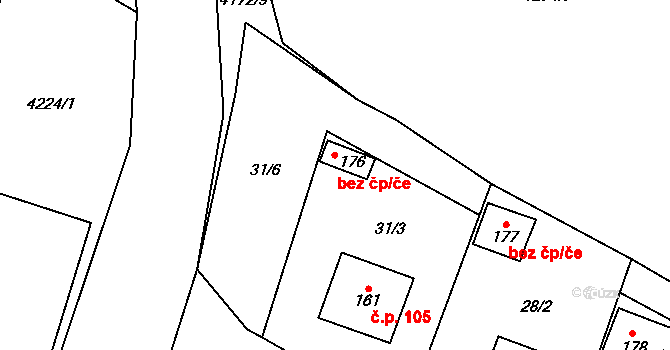 Trstěnice 77989244 na parcele st. 176 v KÚ Trstěnice u Mariánských Lázní, Katastrální mapa