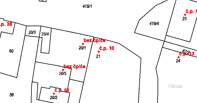 Veclov 10, Svojetín na parcele st. 21 v KÚ Veclov u Svojetína, Katastrální mapa