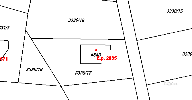 Frenštát pod Radhoštěm 2035 na parcele st. 4543 v KÚ Frenštát pod Radhoštěm, Katastrální mapa