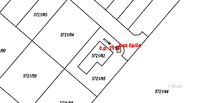 Kouty 2116, Kravaře na parcele st. 3721/92 v KÚ Kravaře ve Slezsku, Katastrální mapa