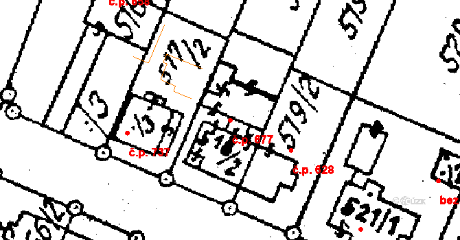 Kostelec na Hané 677 na parcele st. 518/2 v KÚ Kostelec na Hané, Katastrální mapa