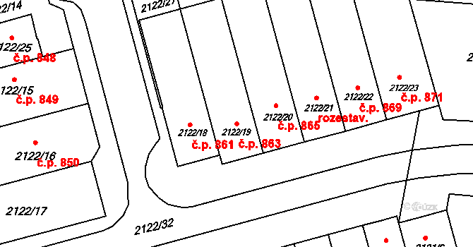 Moravský Krumlov 863 na parcele st. 2122/19 v KÚ Moravský Krumlov, Katastrální mapa